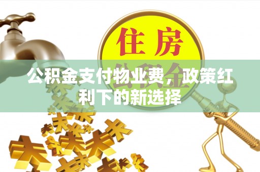 连州公积金支付物业费，政策红利下的新选择